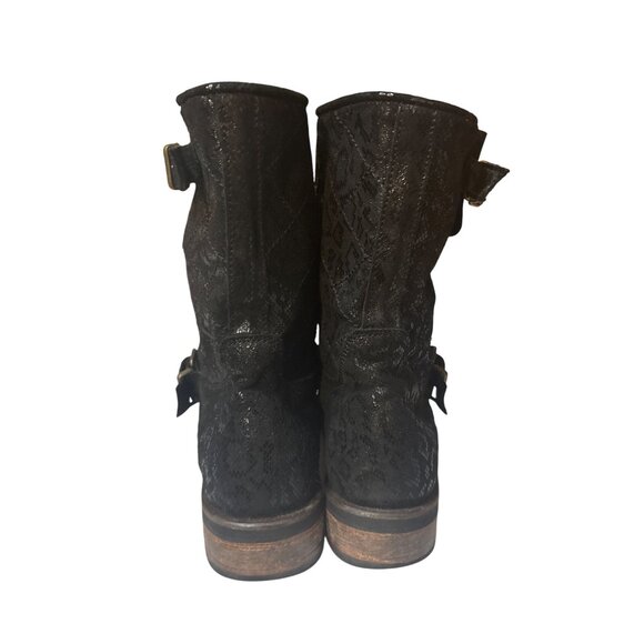 Cofi Womens Black Snake Embossed Leather Buckle Boots Size 10 - Picture 4 of 8